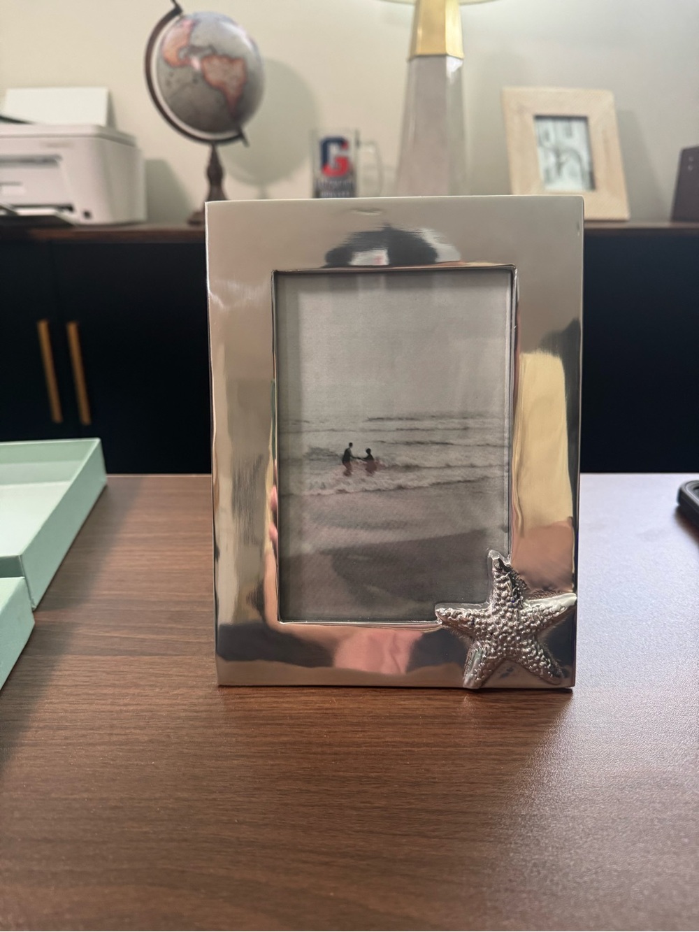 Mariposa Polished Silver Starfish Picture Frame 6”x8”